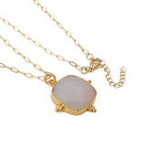 White Opalite Gemstone Necklace for Women, Dainty Gold Plated Chain Necklace 5414