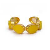 Yellow Druzy Gold - Plated Cuff Bangle, Chunky Boho Statement Jewelry CB - 1004
