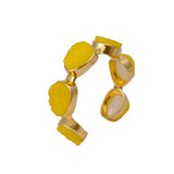 Yellow Druzy Gold - Plated Cuff Bangle, Chunky Boho Statement Jewelry CB - 1004
