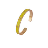 Yellow Enamel Bangle Hamsa cuff bracelets Gold Plated Jewelry