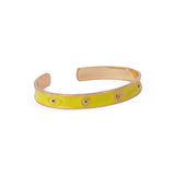 Yellow Enamel Bangle Hamsa cuff bracelets Gold Plated Jewelry