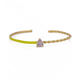 Yellow Enamel Twisted Bangle Cubic Zircon Gemstone Jewelry For Her